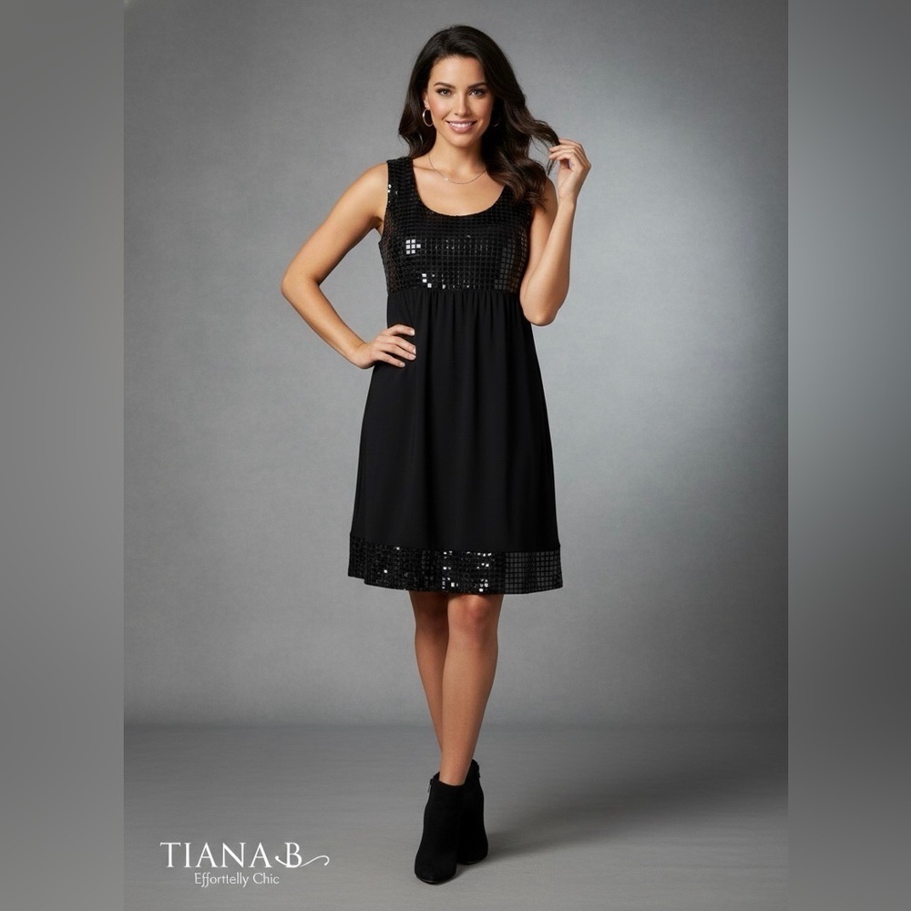 Tiana B. Black Sequin Mini Party Dress size PXL